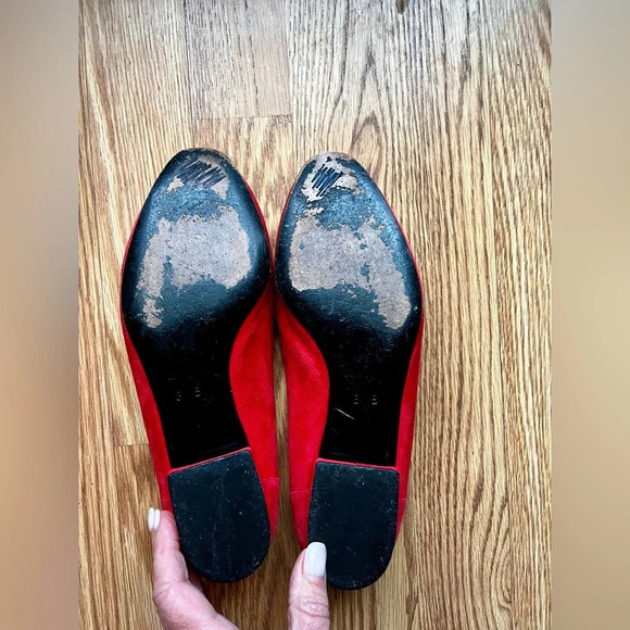 Escada Women's Shoes Suede Red/Orange Loafers Flats Size 8 - VINTAGE - Picture 4 of 9